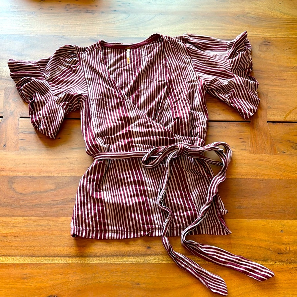 Free People striped wrap top